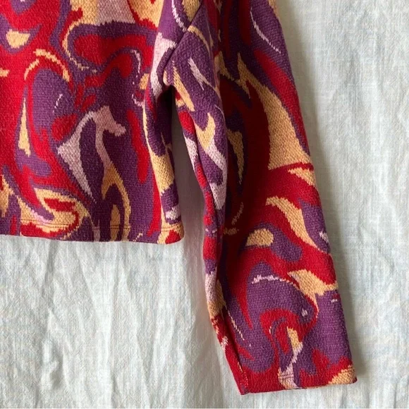 Zara Women's Jacquard knit sweater geo print Sz Medium Cropped - Picture 4 of 7